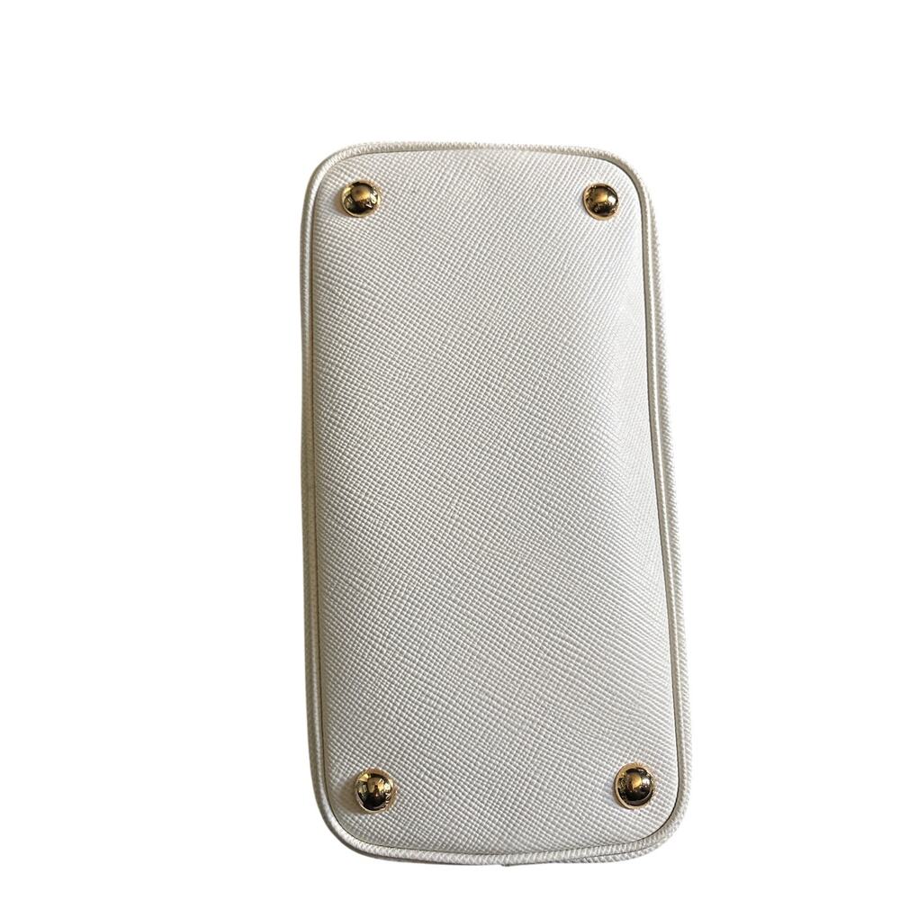 Prada Cartella Saffiano Leather Top Handle Bag White Black Gold HW NWOT - Picture 7 of 11